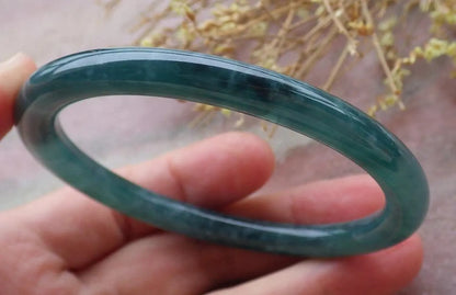 58mm Certified Hand Carved Natural A JADE Circle Jadeite Bangle Bracelet