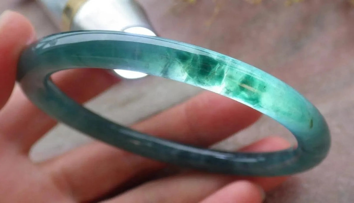 58mm Certified Hand Carved Natural A JADE Circle Jadeite Bangle Bracelet