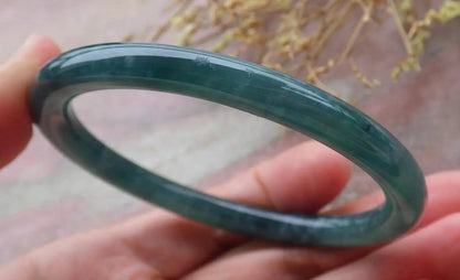 58mm Certified Hand Carved Natural A JADE Circle Jadeite Bangle Bracelet