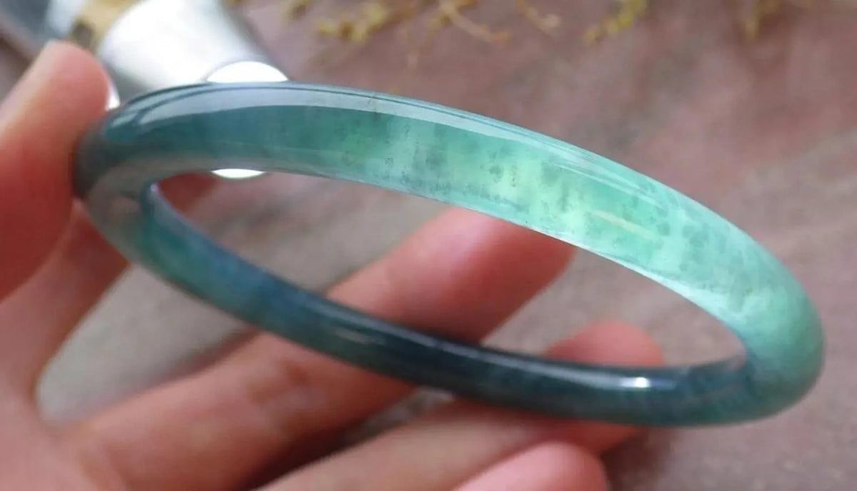 58mm Certified Hand Carved Natural A JADE Circle Jadeite Bangle Bracelet