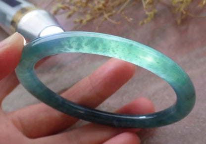 58mm Certified Hand Carved Natural A JADE Circle Jadeite Bangle Bracelet