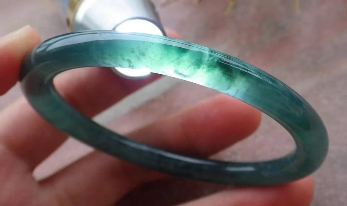 58mm Certified Hand Carved Natural A JADE Circle Jadeite Bangle Bracelet