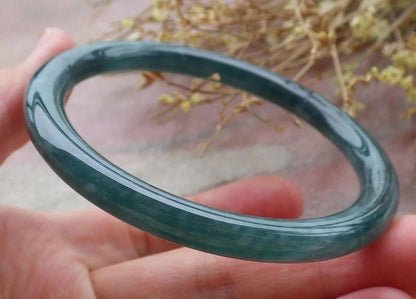 58mm Certified Hand Carved Natural A JADE Circle Jadeite Bangle Bracelet