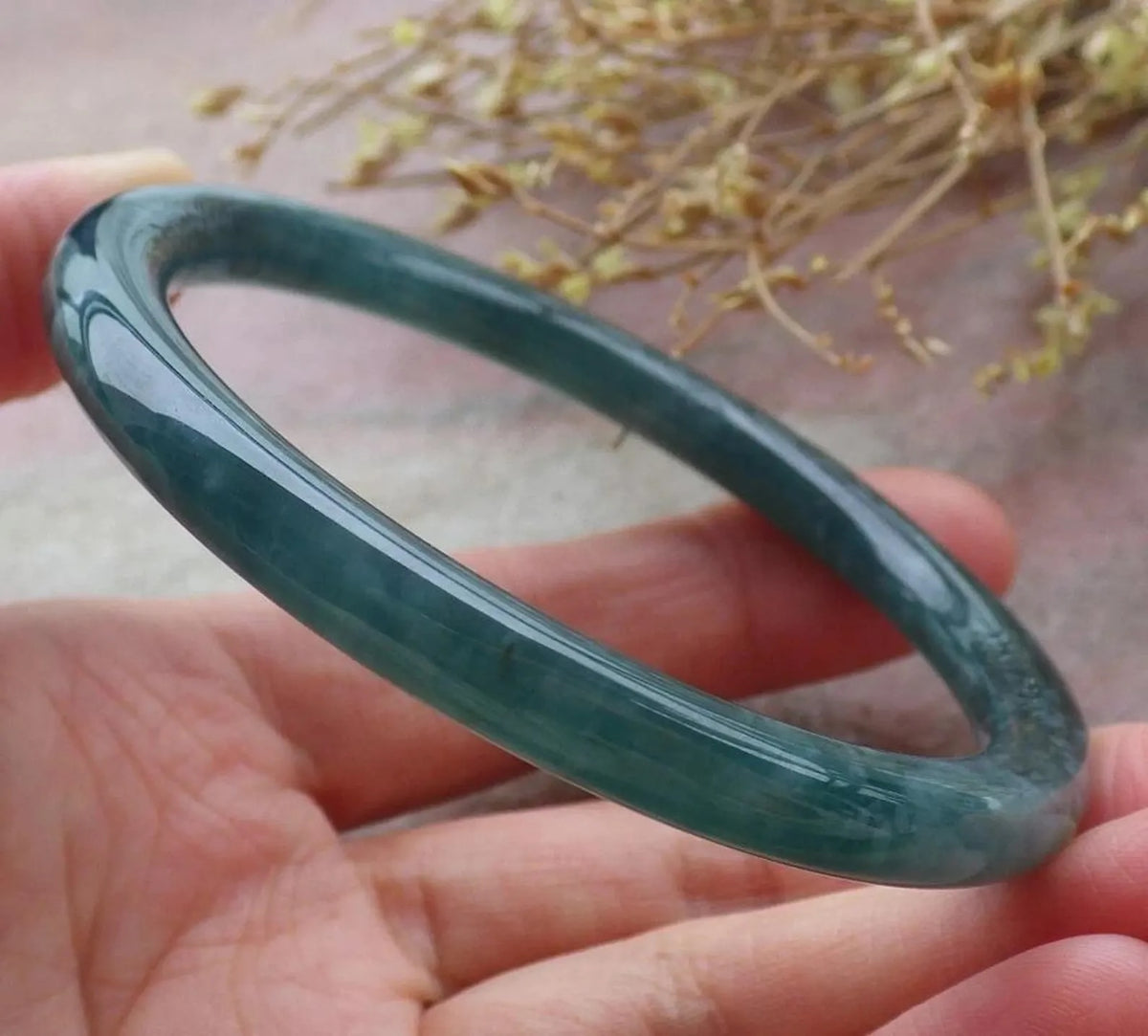 58mm Certified Hand Carved Natural A JADE Circle Jadeite Bangle Bracelet