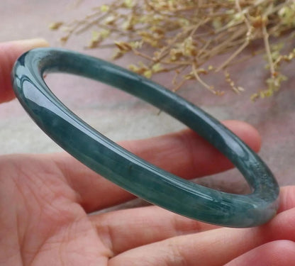 58mm Certified Hand Carved Natural A JADE Circle Jadeite Bangle Bracelet