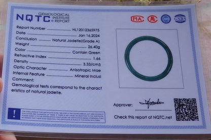 58mm Certified Hand Carved Natural A JADE Circle Jadeite Bangle Bracelet