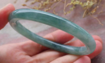57mm Certified Hand Carved Green Natural A JADE Round Circle Jadeite Bracelet Bangle