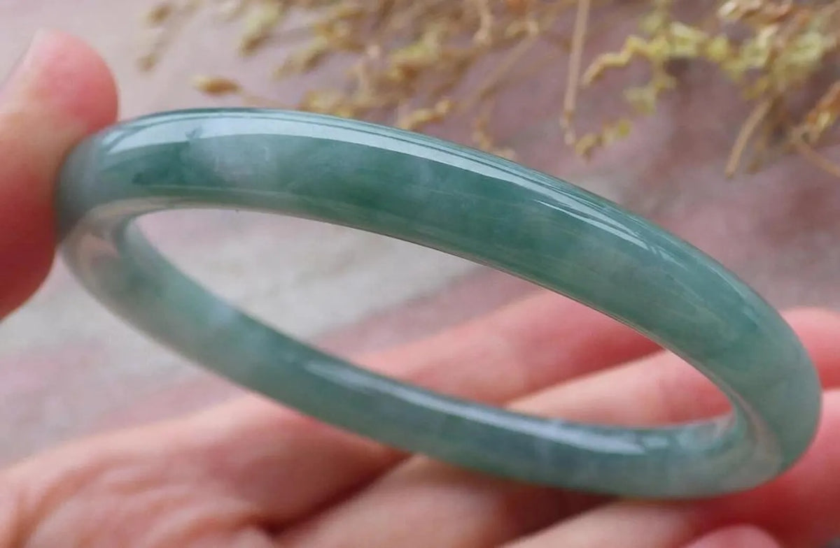 57mm Certified Hand Carved Green Natural A JADE Round Circle Jadeite Bracelet Bangle