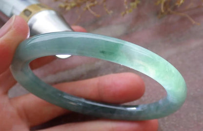 57mm Certified Hand Carved Green Natural A JADE Round Circle Jadeite Bracelet Bangle