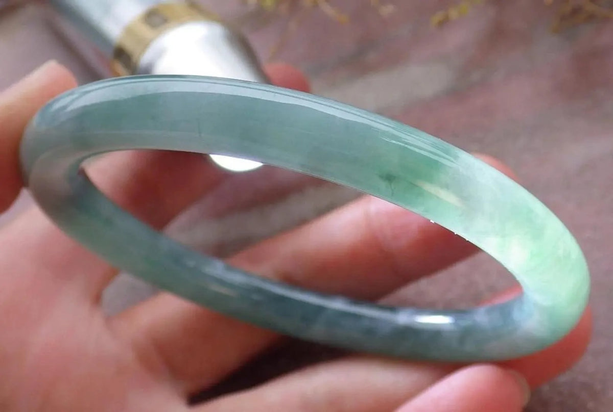 57mm Certified Hand Carved Green Natural A JADE Round Circle Jadeite Bracelet Bangle
