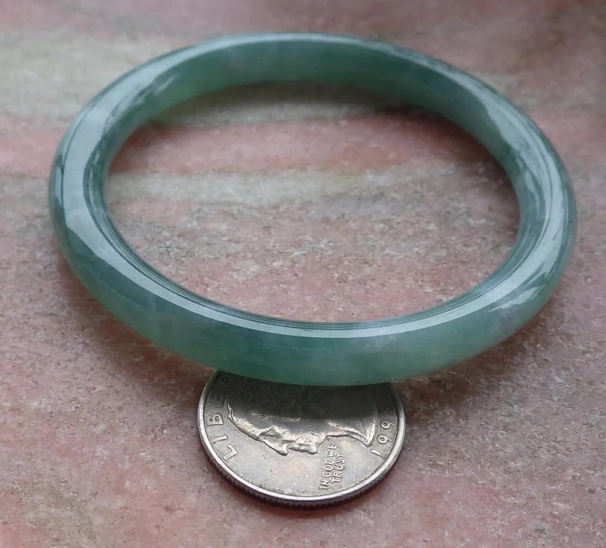 57mm Certified Hand Carved Green Natural A JADE Round Circle Jadeite Bracelet Bangle