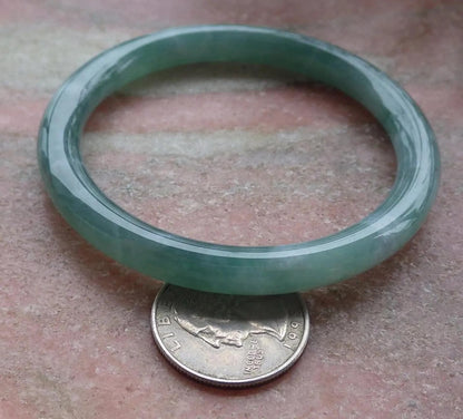 57mm Certified Hand Carved Green Natural A JADE Round Circle Jadeite Bracelet Bangle