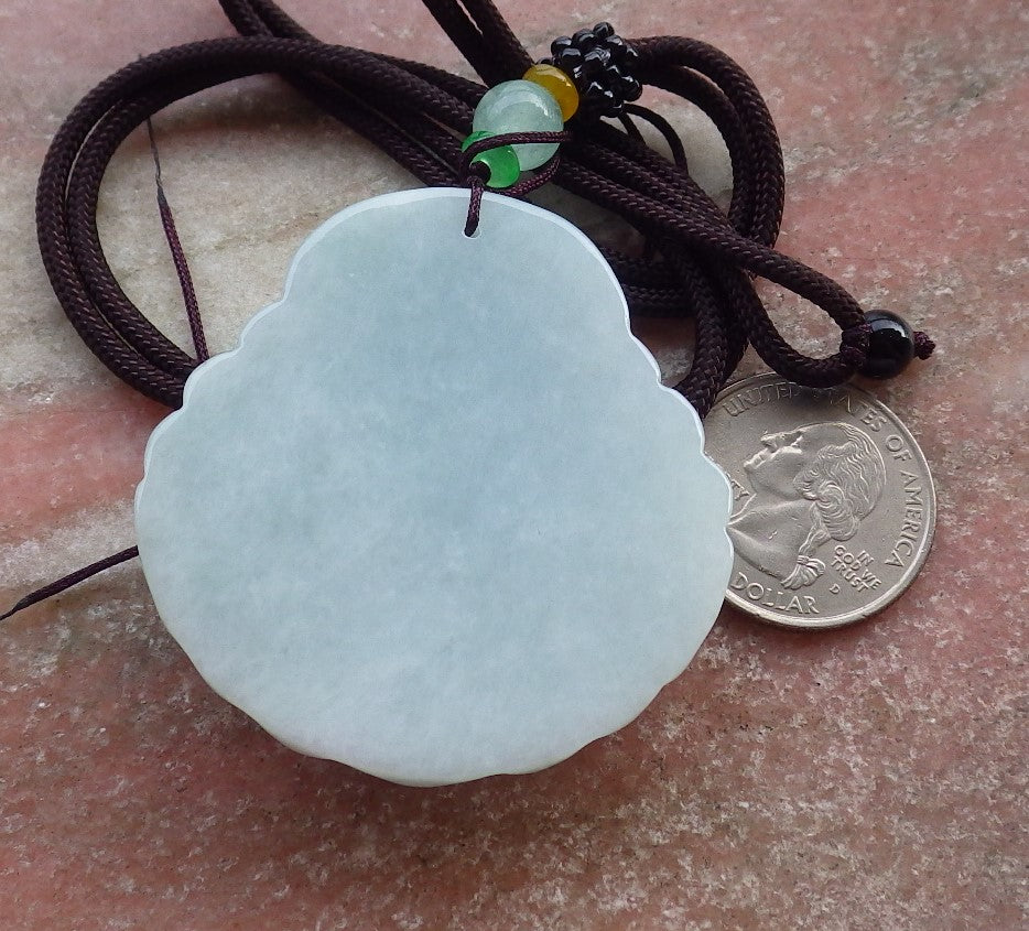 Certified Hand Carved Natural Myanmar Burma A Jade jadeite Coin Buddha God Lucky Amulet Pendant Necklace