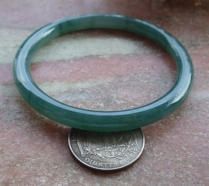55mm Certified Hand Carved Green Natural A JADE Circle Jadeite Bangle Bracelet