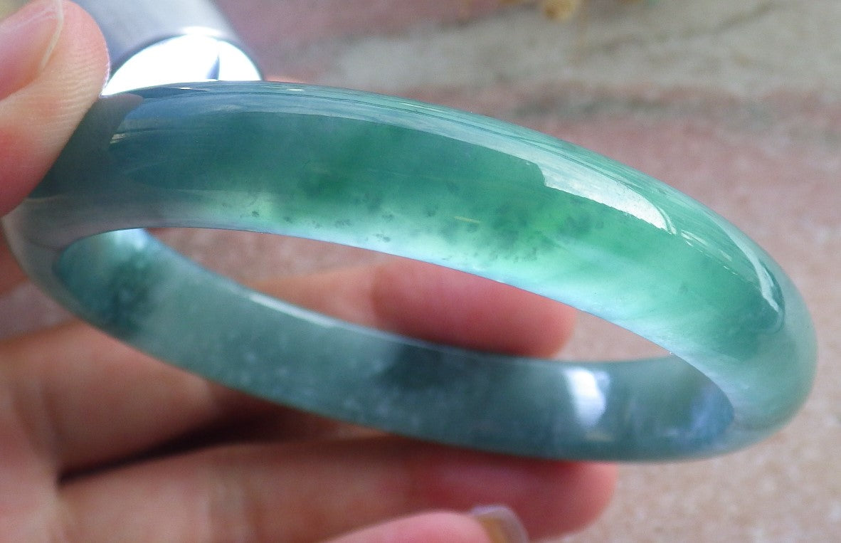 Certified Hand Carved Natural Myanmar Burma A JADE Circle Jadeite Bracelet Bangle 59mm