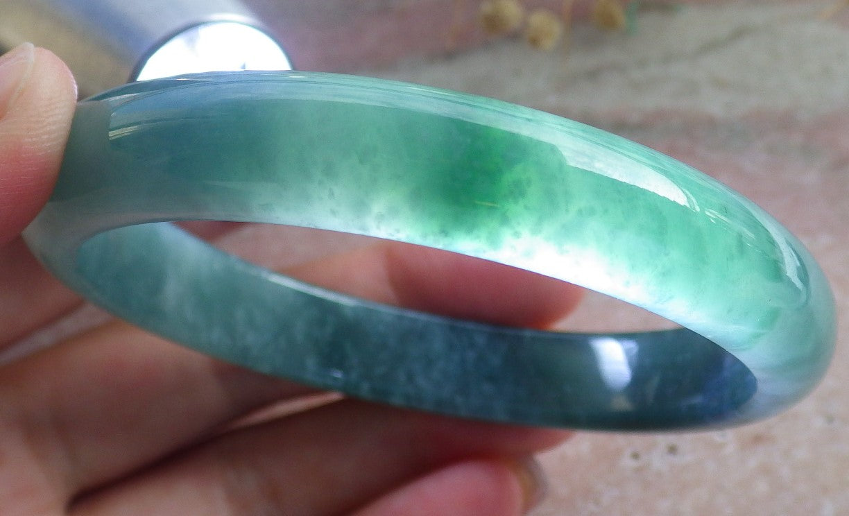 Certified Hand Carved Natural Myanmar Burma A JADE Circle Jadeite Bracelet Bangle 59mm