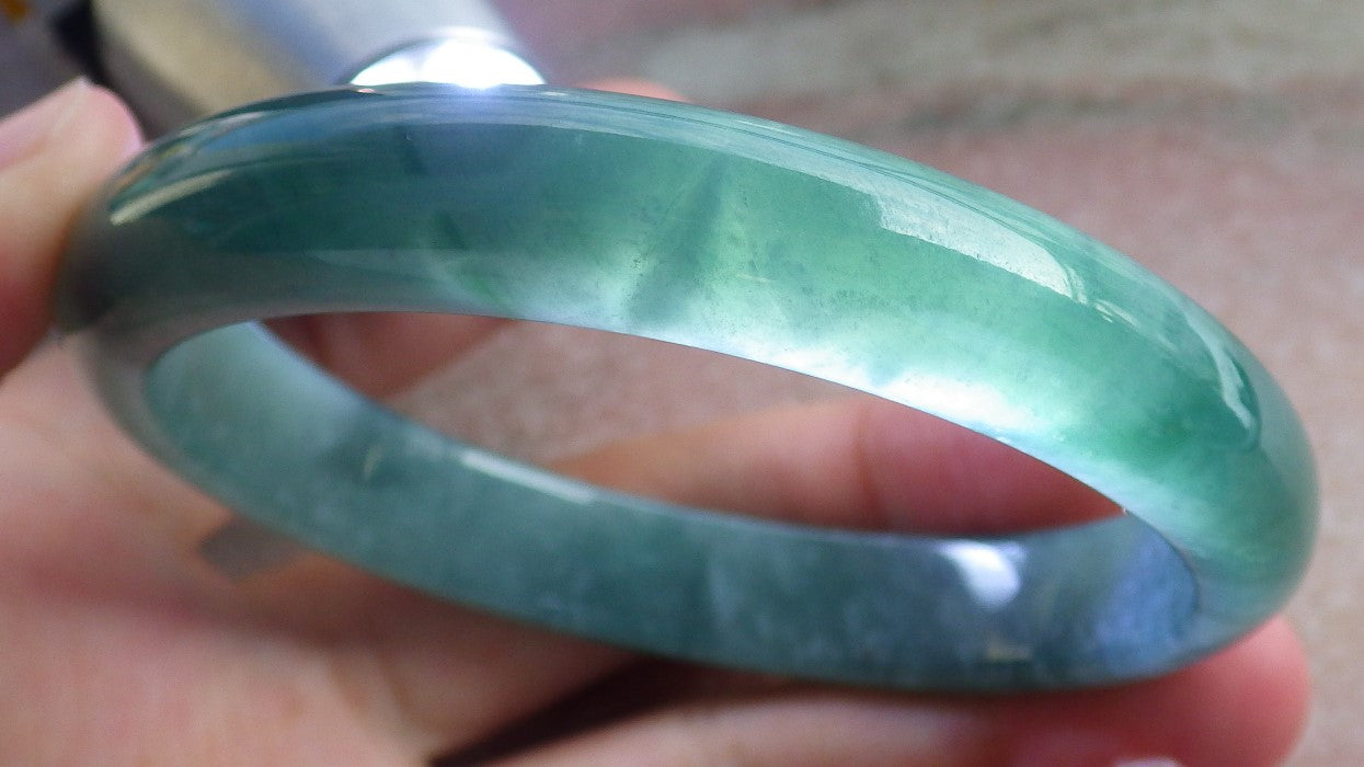 Certified Hand Carved Natural Myanmar Burma A JADE Circle Jadeite Bracelet Bangle 59mm