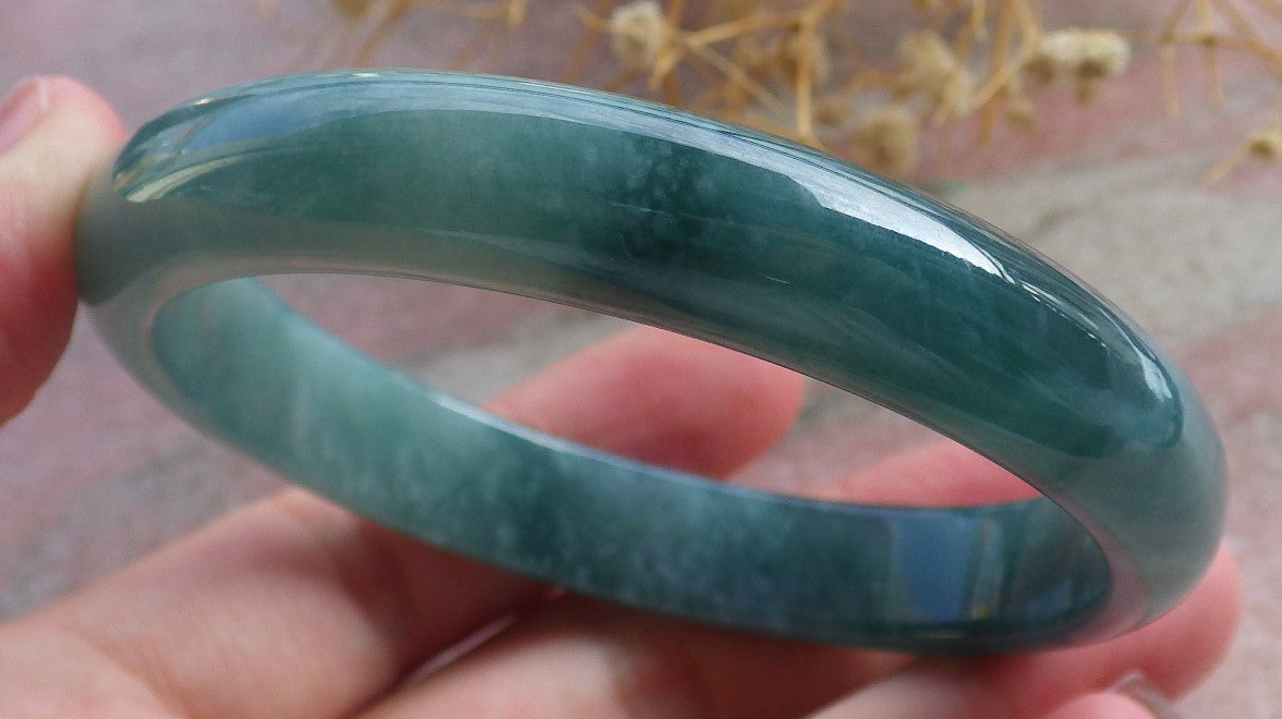 Certified Hand Carved Natural Myanmar Burma A JADE Circle Jadeite Bracelet Bangle 59mm
