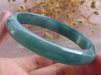 Certified Hand Carved Natural Myanmar Burma A JADE Circle Jadeite Bracelet Bangle 59mm