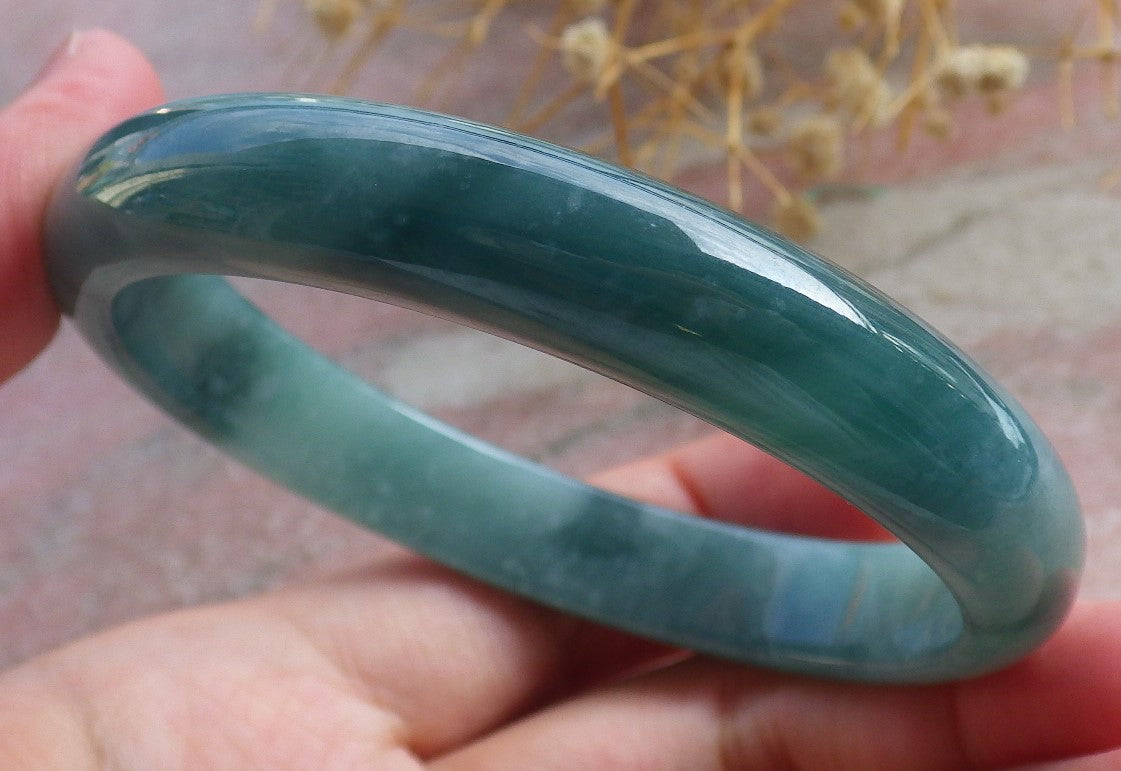 Certified Hand Carved Natural Myanmar Burma A JADE Circle Jadeite Bracelet Bangle 59mm