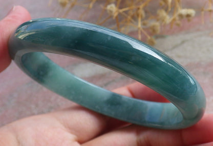 Certified Hand Carved Natural Myanmar Burma A JADE Circle Jadeite Bracelet Bangle 59mm
