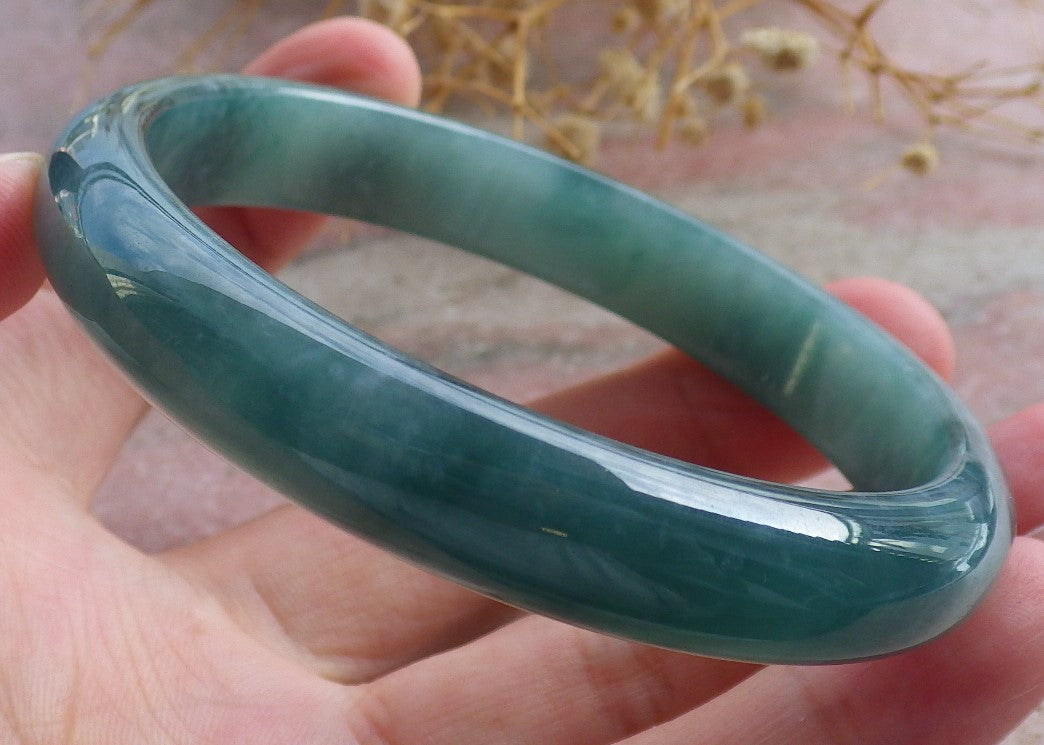 Certified Hand Carved Natural Myanmar Burma A JADE Circle Jadeite Bracelet Bangle 59mm