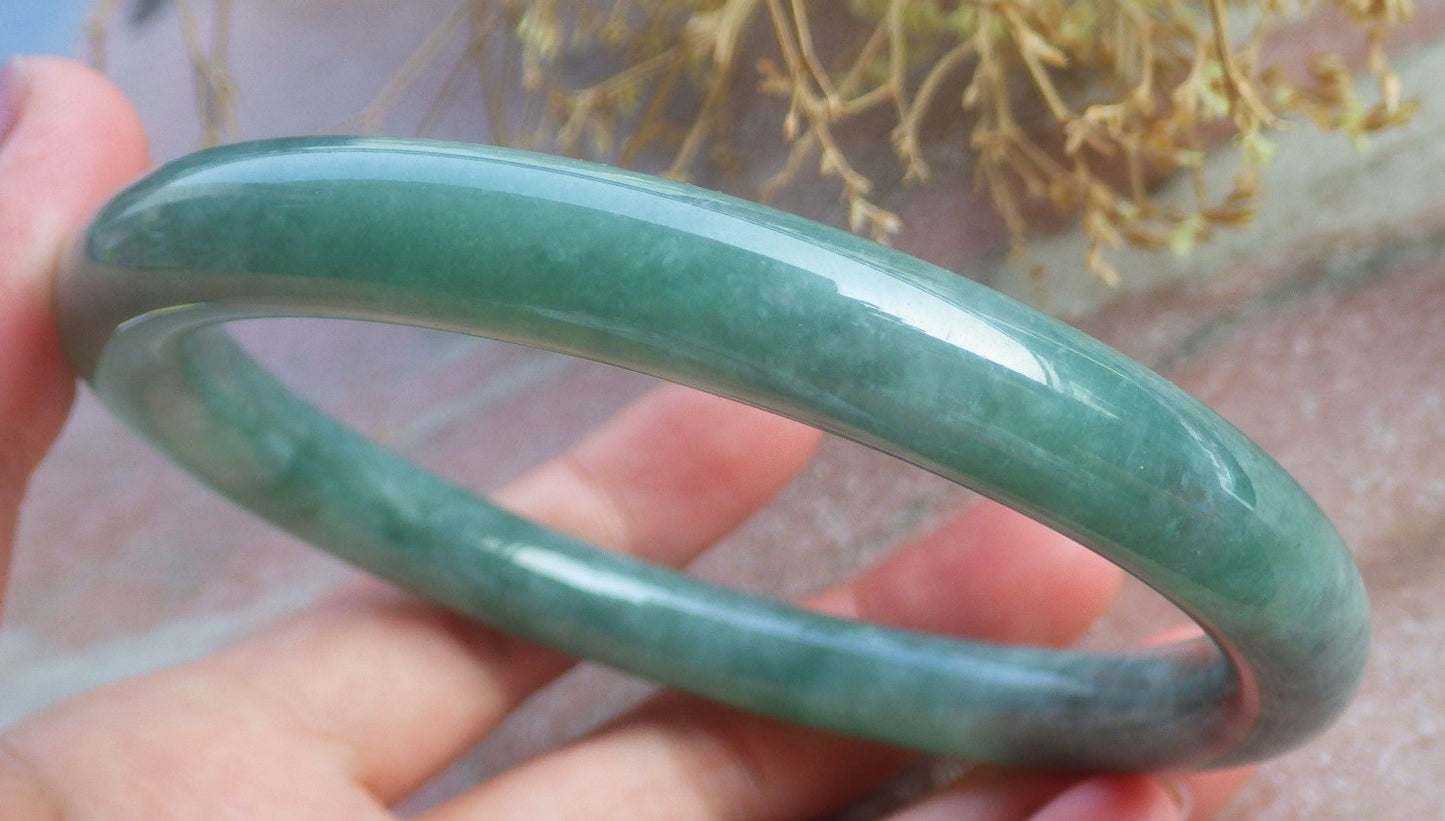 Certified Hand Carved Natural Myanmar Burma A JADE Round Circle Jadeite Bangle & Buddha Pendant