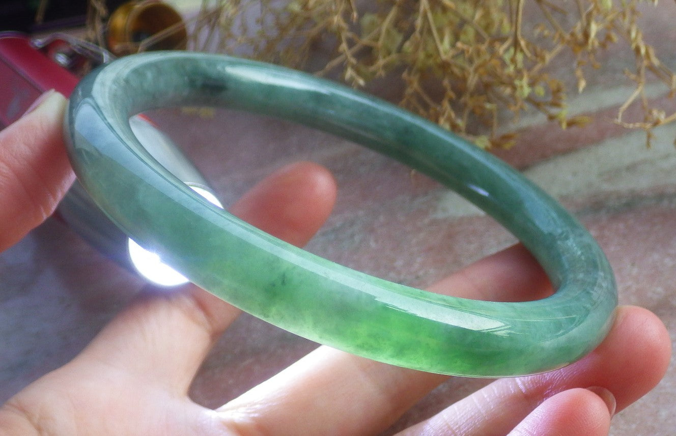 Certified Hand Carved Natural Myanmar Burma A JADE Round Circle Jadeite Bangle & Buddha Pendant