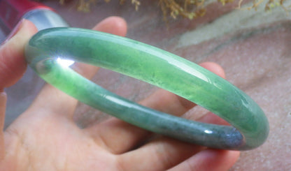 Certified Hand Carved Natural Myanmar Burma A JADE Round Circle Jadeite Bangle & Buddha Pendant