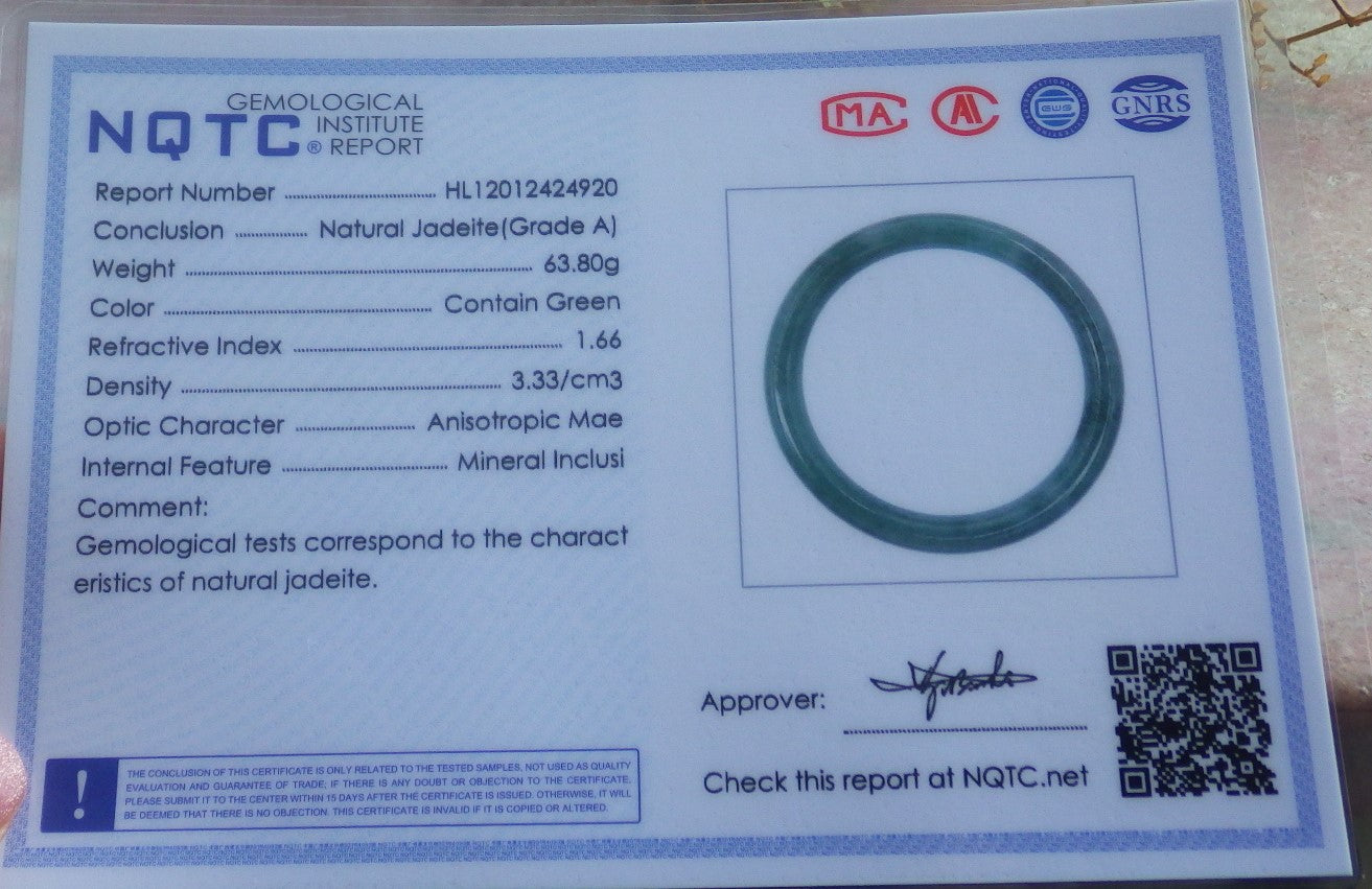 Certified Hand Carved Natural Myanmar Burma A JADE Round Circle Jadeite Bangle & Buddha Pendant