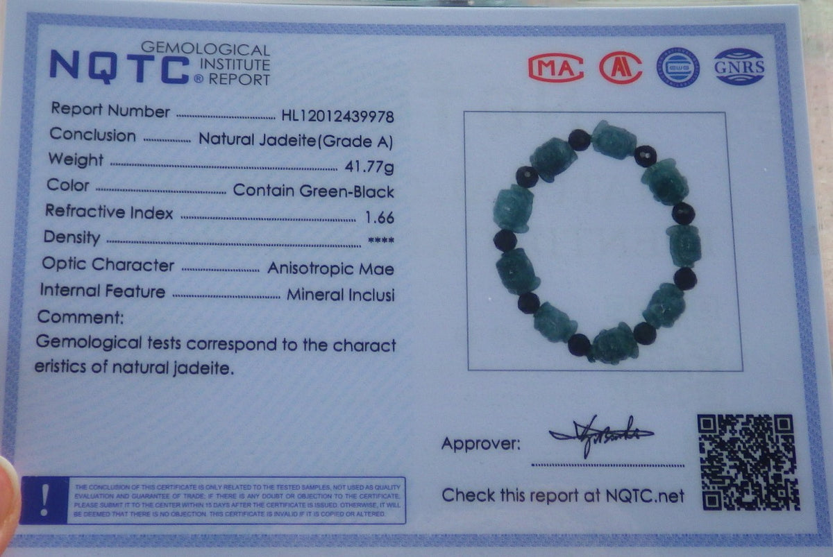 Certified Hand Carved Natural Green A Jade Jadeite Bead Bangle Nezha Bracelet