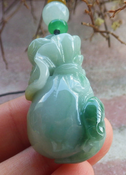 2 Item Certified Hand Carved Natural Myanmar Burma A Jade jadeite Cartoon Super Mario Luigi Pendant Necklace