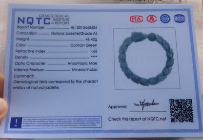 Certified Hand Carved Natural Blue Water Green A JADE Jadeite Dragon Bangle Elastic Bracelet