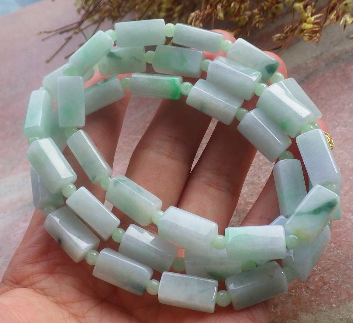 Certified Hand Carved Green Natural Burma A Jade Jadeite 3 pcs