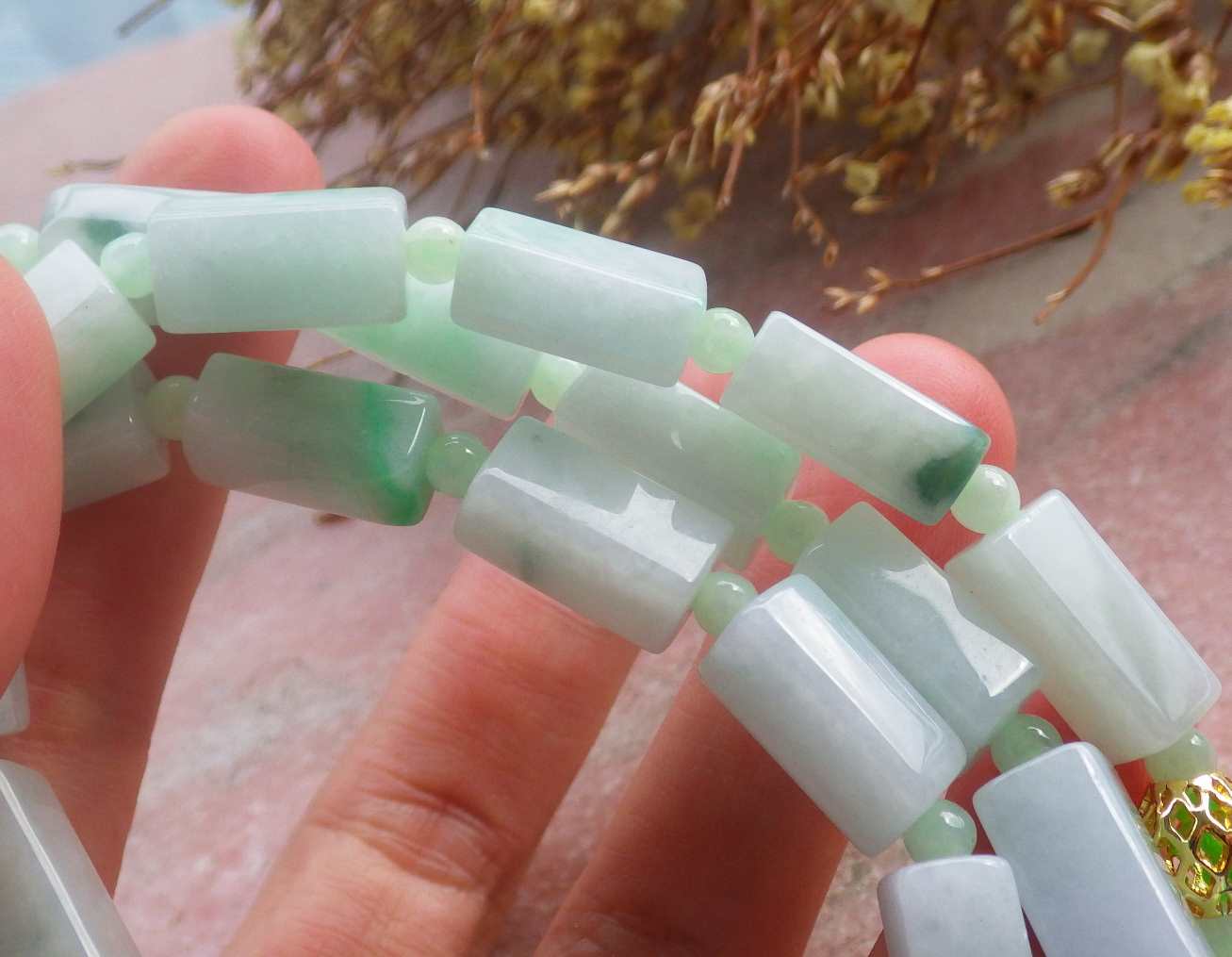 Certified Hand Carved Green Natural Burma A Jade Jadeite 3 pcs