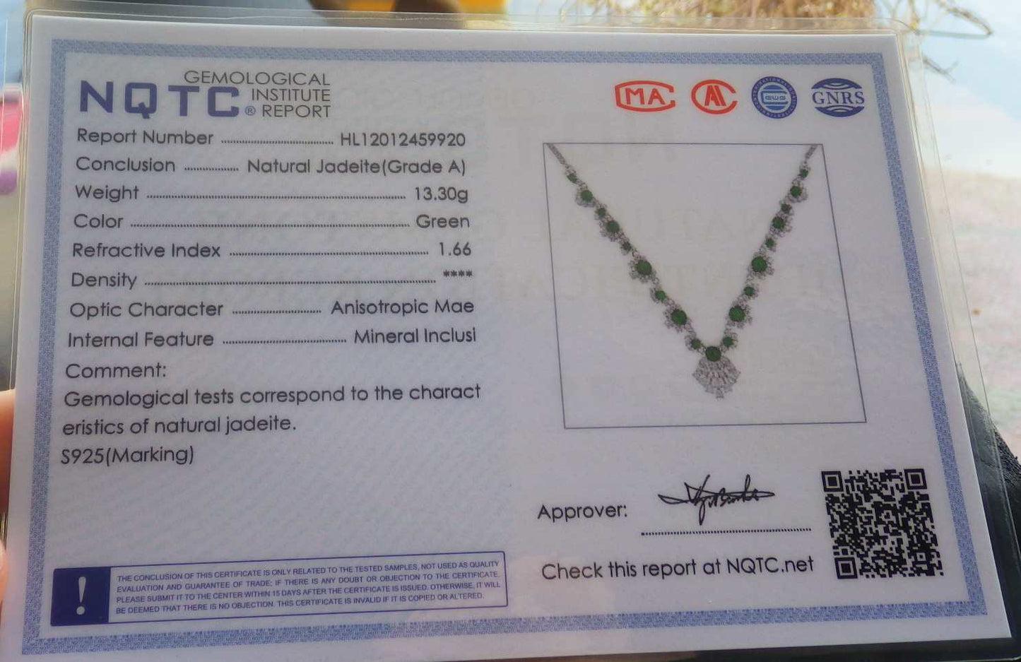 Certified Sterling Silver 925 Natural Myanmar Burma Grade A Hand Carved Jade Jadeite Icy Green Cabochon Pendant Necklace