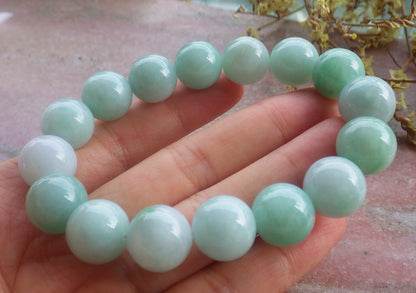 Certified Hand Carved Natural Myanmar Burma A Jade Jadeite Circle Bead Beads Bracelet