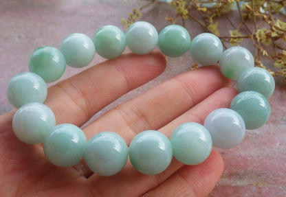 Certified Hand Carved Natural Myanmar Burma A Jade Jadeite Circle Bead Beads Bracelet