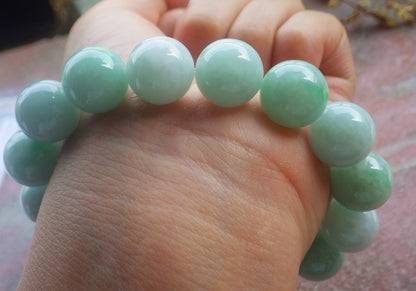 Certified Hand Carved Natural Myanmar Burma A Jade Jadeite Circle Bead Beads Bracelet