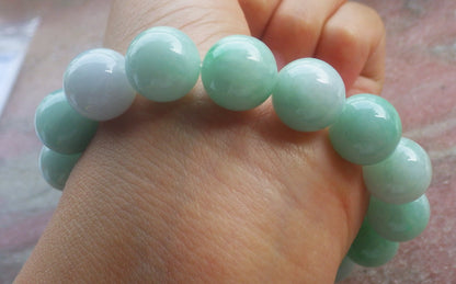 Certified Hand Carved Natural Myanmar Burma A Jade Jadeite Circle Bead Beads Bracelet