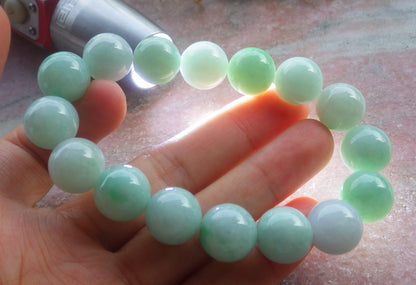 Certified Hand Carved Natural Myanmar Burma A Jade Jadeite Circle Bead Beads Bracelet