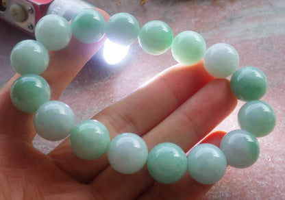 Certified Hand Carved Natural Myanmar Burma A Jade Jadeite Circle Bead Beads Bracelet