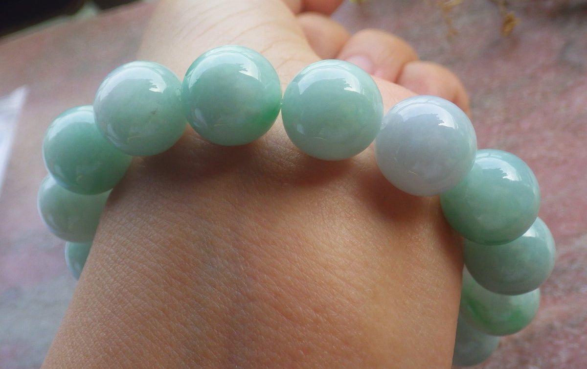 Certified Hand Carved Natural Myanmar Burma A Jade Jadeite Circle Bead Beads Bracelet
