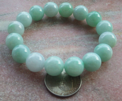 Certified Hand Carved Natural Myanmar Burma A Jade Jadeite Circle Bead Beads Bracelet