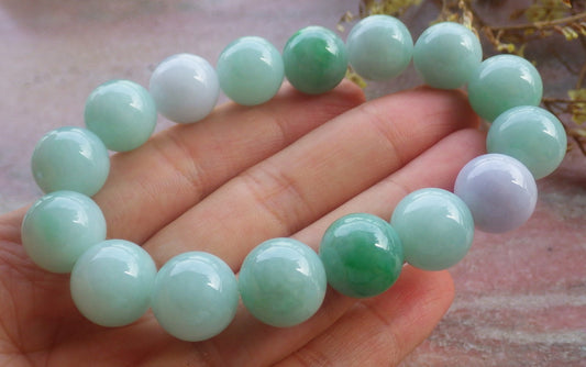 2 pcs Certified Hand Carved Natural Myanmar Burma A Jade Jadeite Circle Bead Beads Bracelet