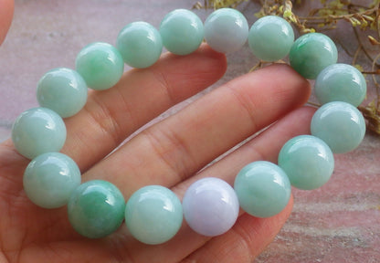 2 pcs Certified Hand Carved Natural Myanmar Burma A Jade Jadeite Circle Bead Beads Bracelet