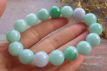 2 pcs Certified Hand Carved Natural Myanmar Burma A Jade Jadeite Circle Bead Beads Bracelet