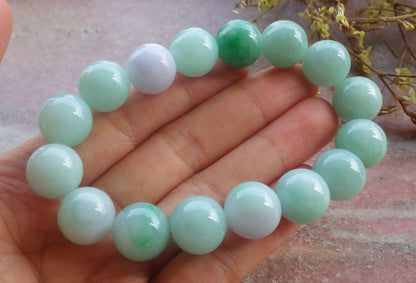2 pcs Certified Hand Carved Natural Myanmar Burma A Jade Jadeite Circle Bead Beads Bracelet