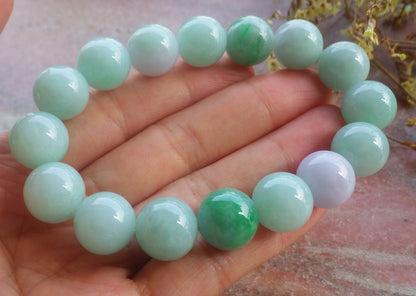 2 pcs Certified Hand Carved Natural Myanmar Burma A Jade Jadeite Circle Bead Beads Bracelet