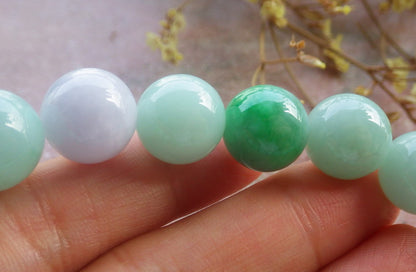 2 pcs Certified Hand Carved Natural Myanmar Burma A Jade Jadeite Circle Bead Beads Bracelet